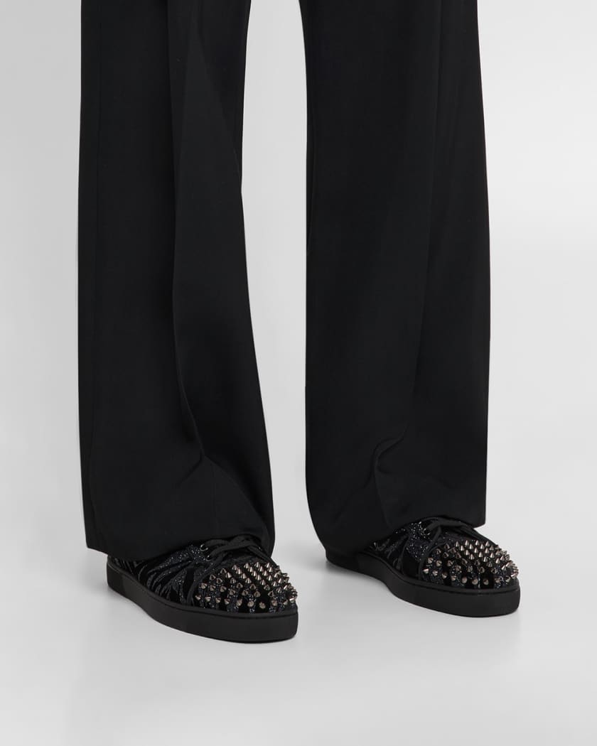 Men's Louis Junior Spikes Zebra-Effect Velvet Sneakers