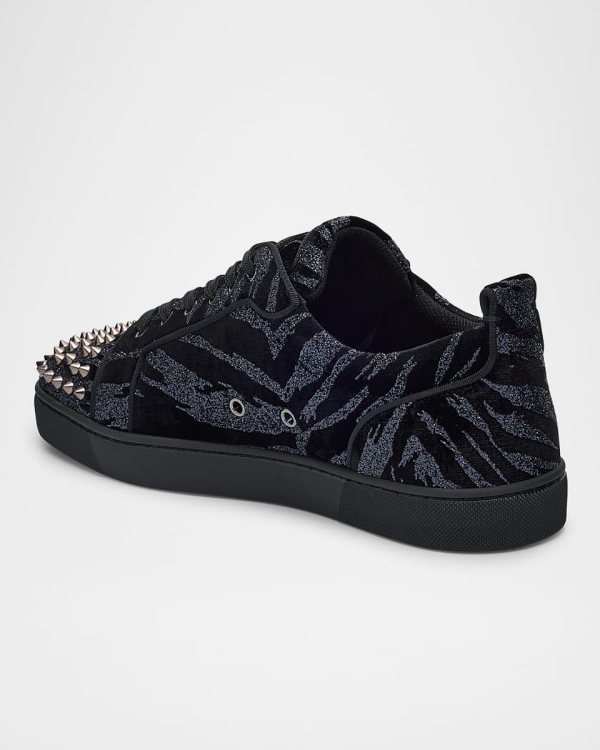 Men's Louis Junior Spikes Zebra-Effect Velvet Sneakers