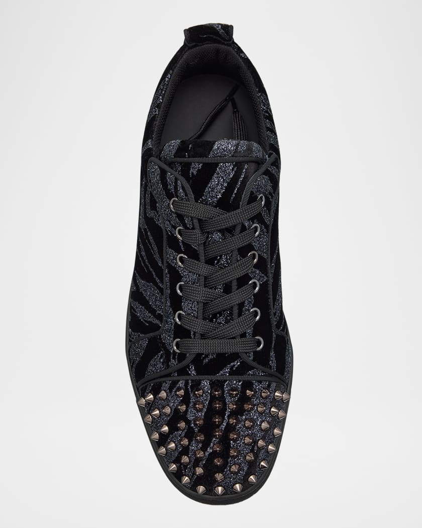 Men's Louis Junior Spikes Zebra-Effect Velvet Sneakers