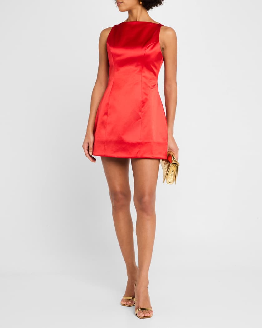 Livie High-Neck Satin Mini Dress