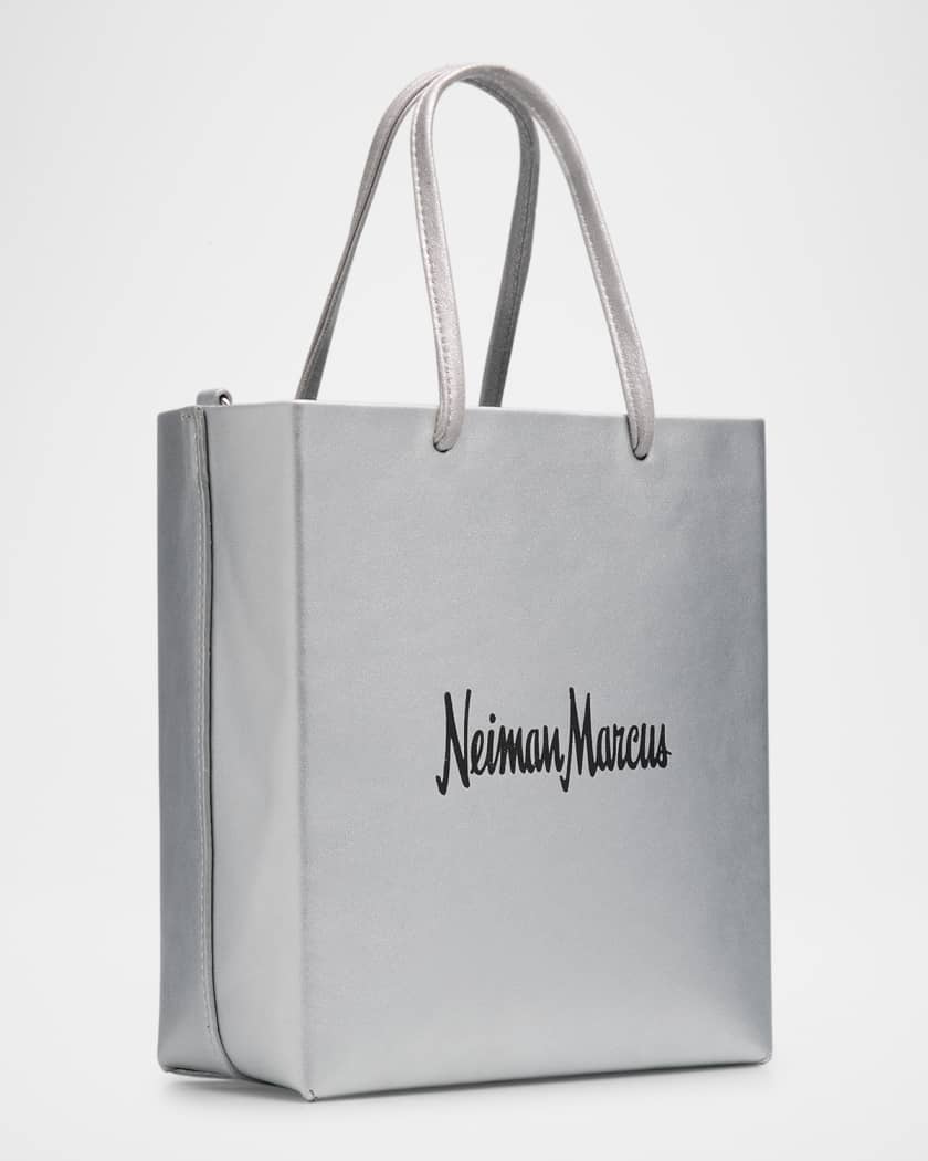 Neiman Marcus Metallic Vegan Leather Tote Crossbody Bag