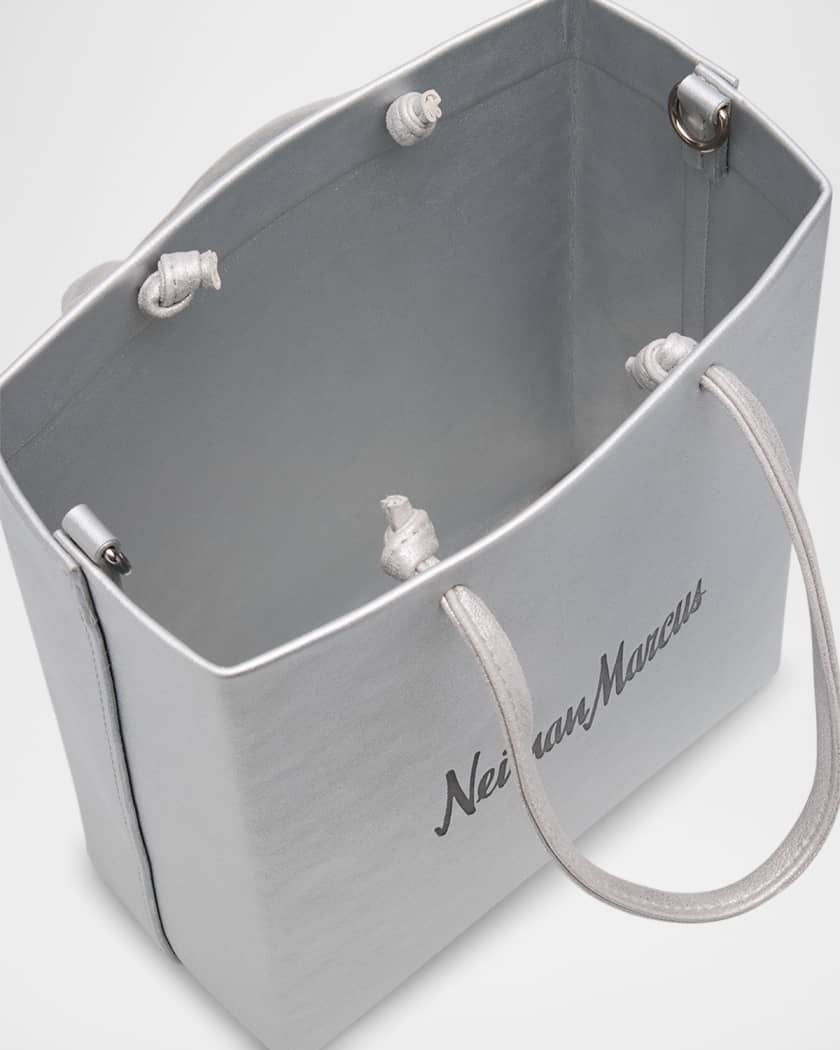 Neiman Marcus Metallic Vegan Leather Tote Crossbody Bag