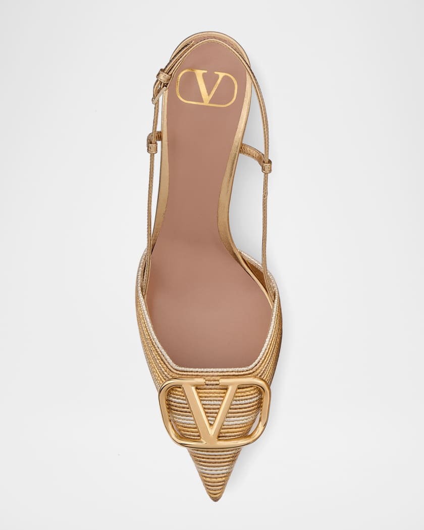 VLogo Metallic Slingback Pumps