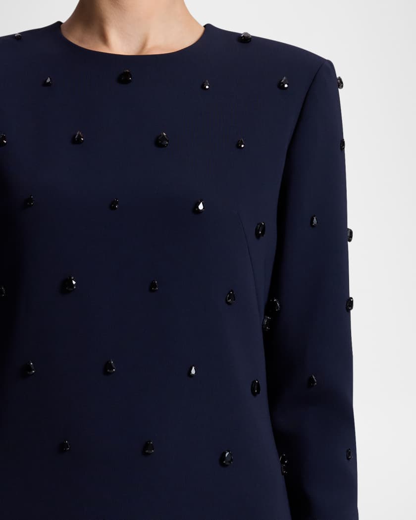 Kenna Embellished Long-Sleeve Mini Dress