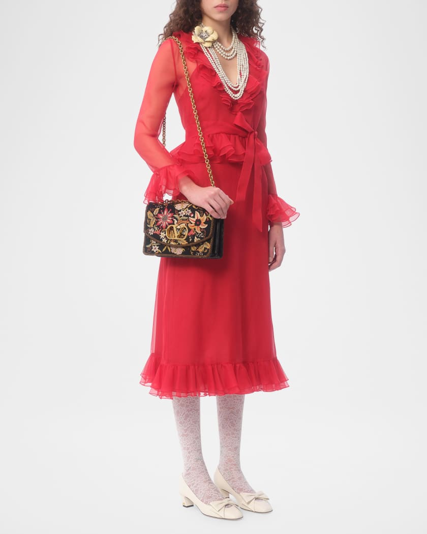 Vain Brocade Silk Chain Shoulder Bag