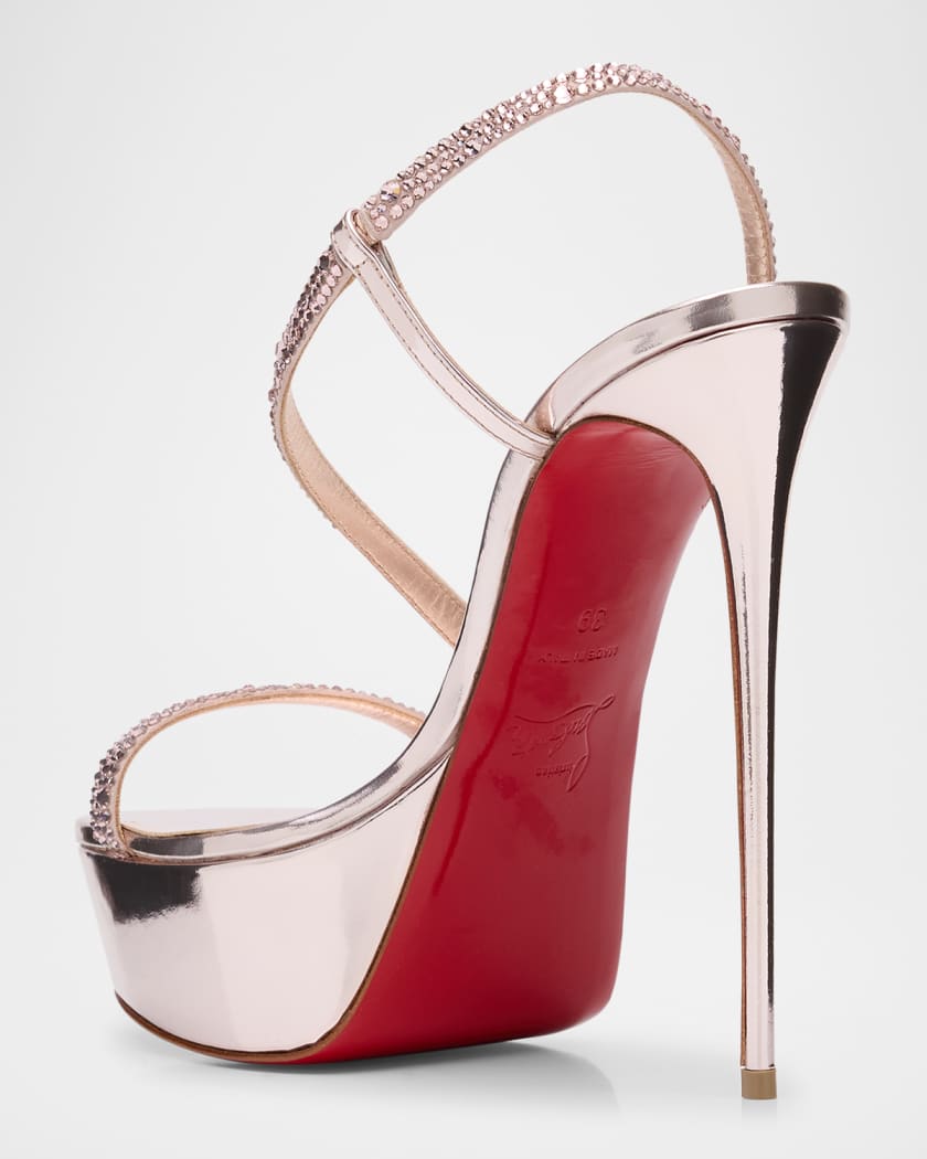 Rosalie Alta Strass Red Sole Platform Slingback Sandals