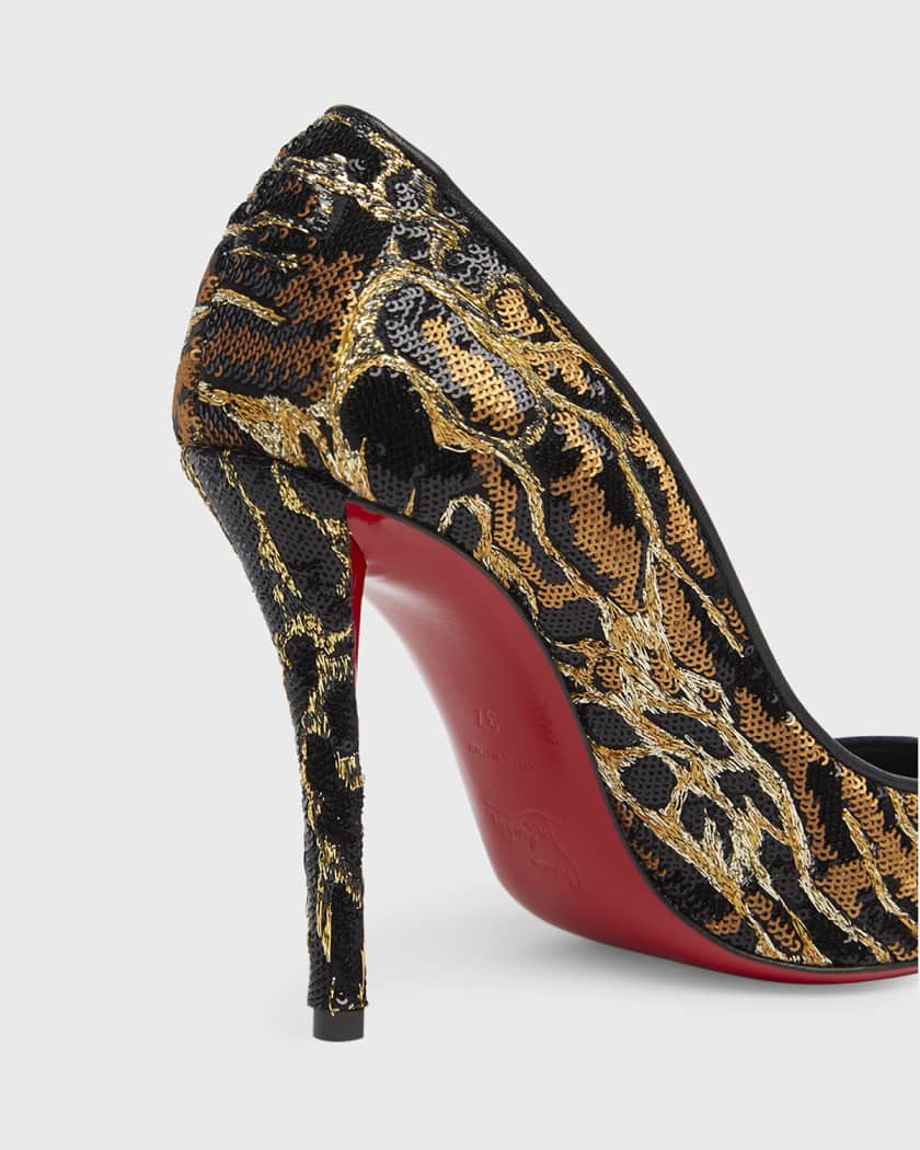 Miss Z Sequin Animal Red Sole Pumps