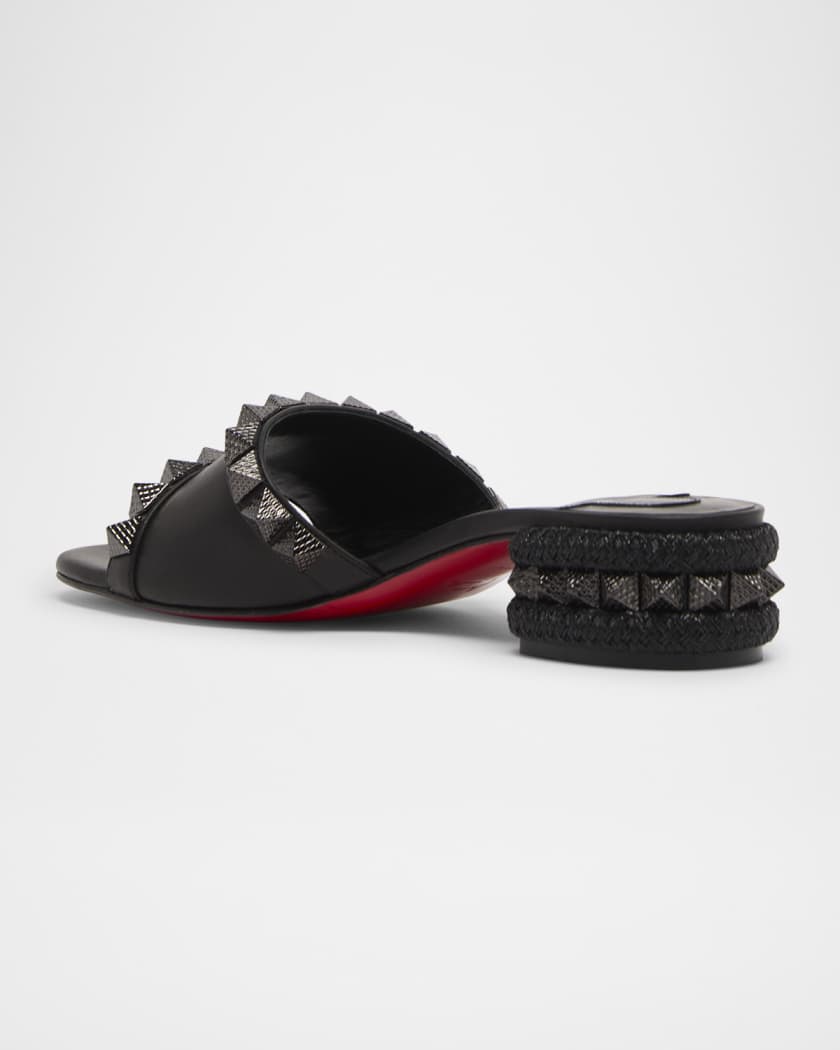 Leather Spike Red Sole Mule Sandals