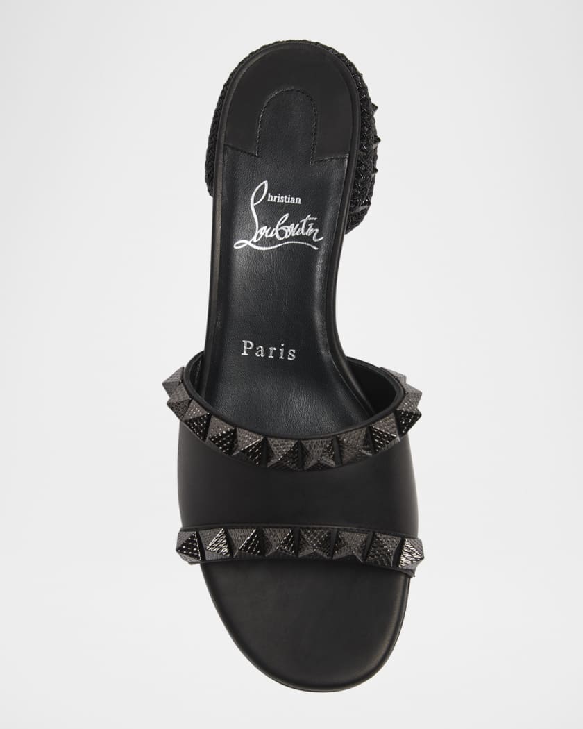 Leather Spike Red Sole Mule Sandals
