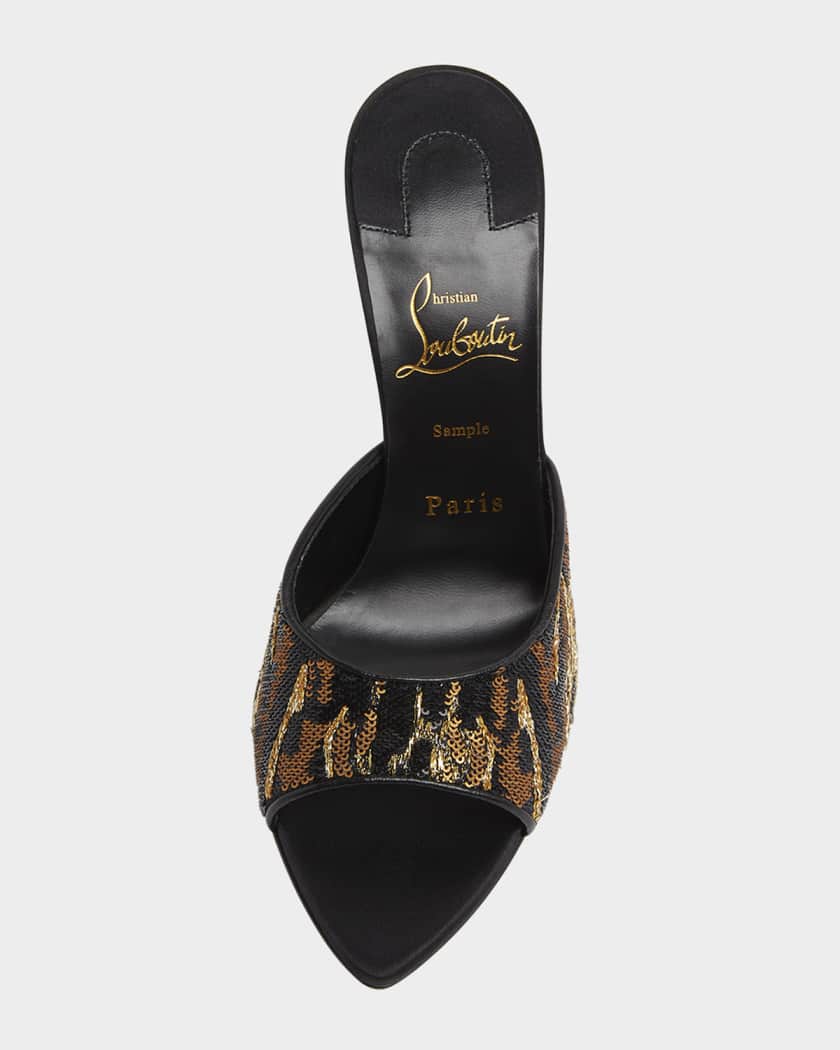 Miss Z Sequin Animal Red Sole Mules