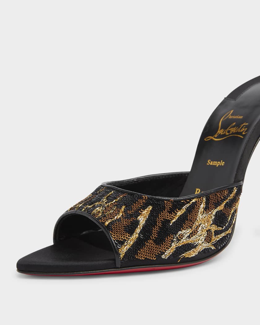 Miss Z Sequin Animal Red Sole Mules