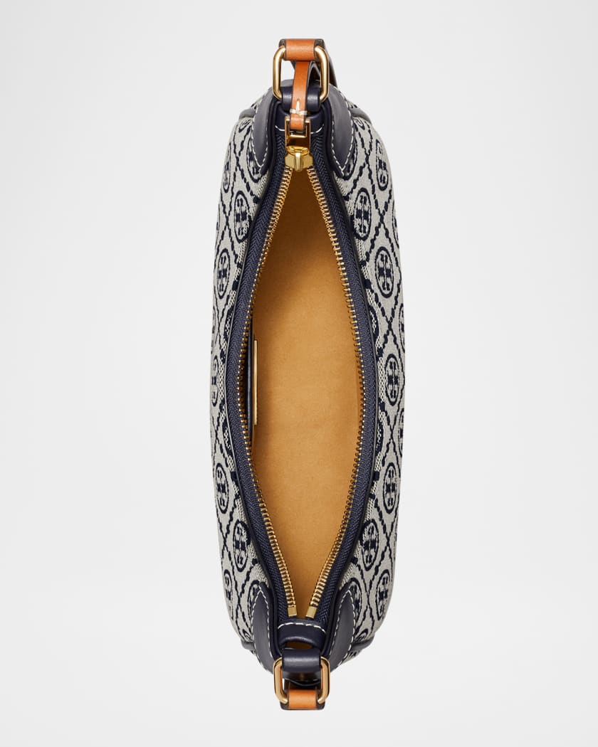 T Monogram Crescent Canvas Shoulder Bag