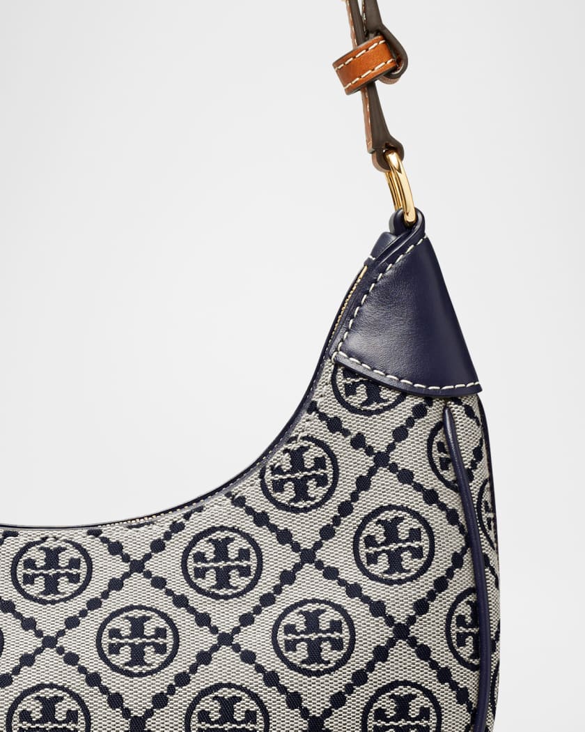 T Monogram Crescent Canvas Shoulder Bag