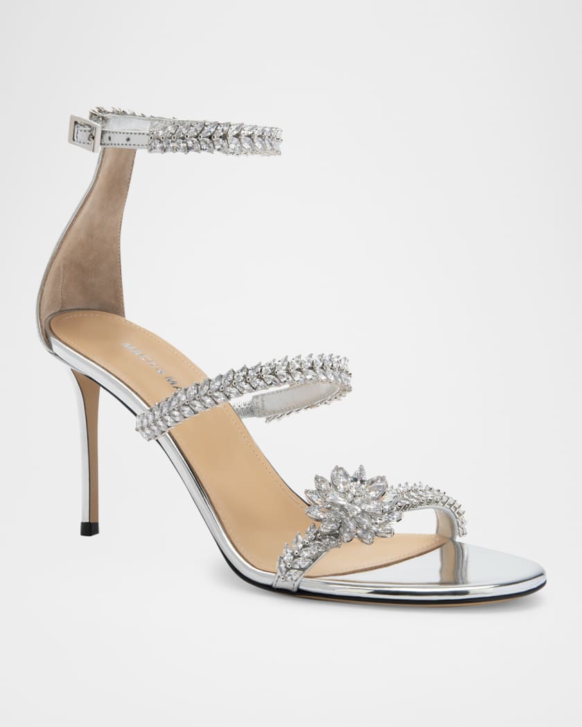 Lotus Crystal Metallic Ankle-Strap Sandals