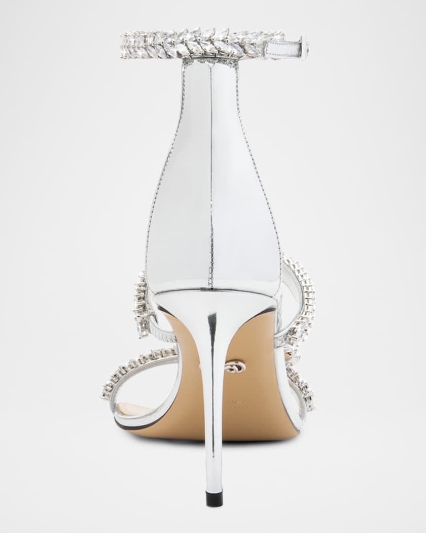 Lotus Crystal Metallic Ankle-Strap Sandals