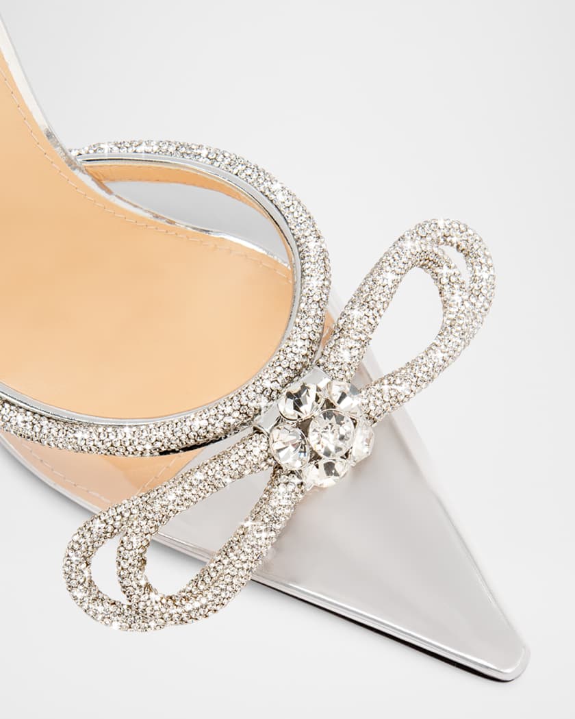 Strass Double Bow Clear Ankle-Strap Pumps