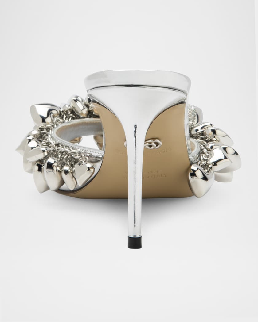 Metallic Heart Charms Mule Sandals
