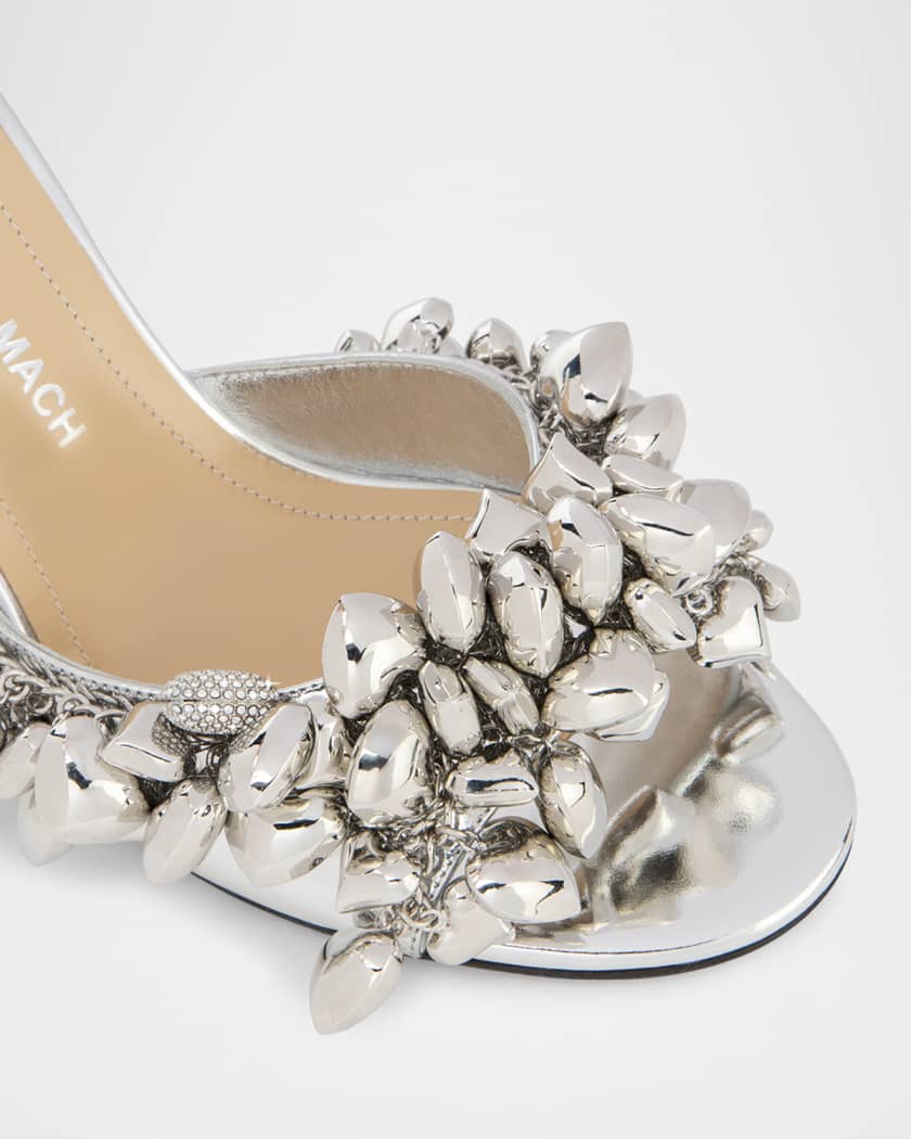 Metallic Heart Charms Mule Sandals