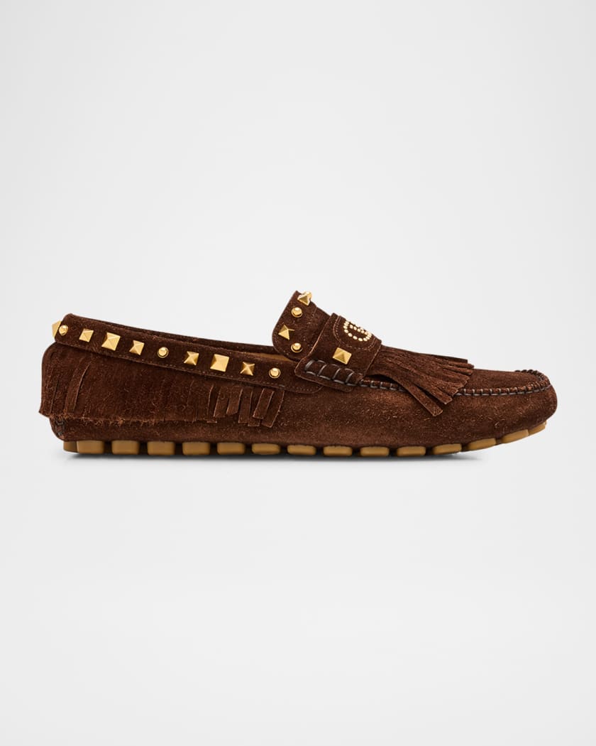 Men's Studded VLogo Leather Drivers