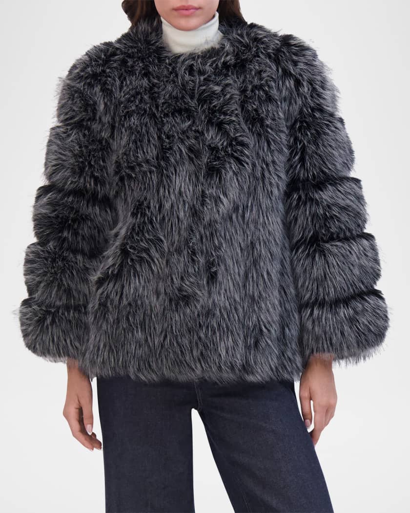 Theia Fox Faux Fur Jacket Neiman Marcus