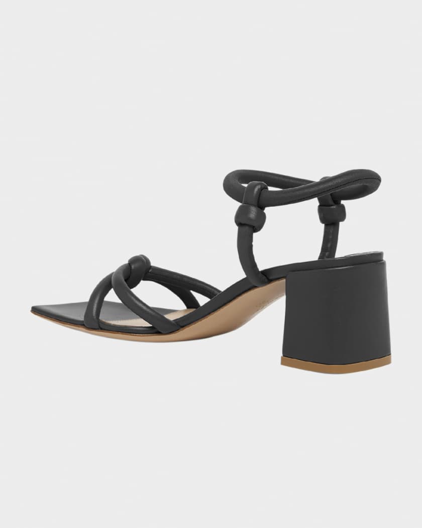 Gianvito Rossi Knotted Leather Block-Heel Sandals | Neiman Marcus