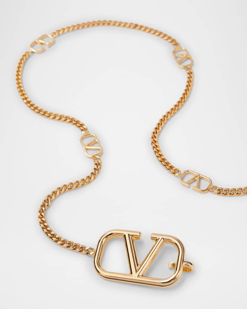 Valentino Garavani V-Logo Brass Chain Belt | Neiman Marcus