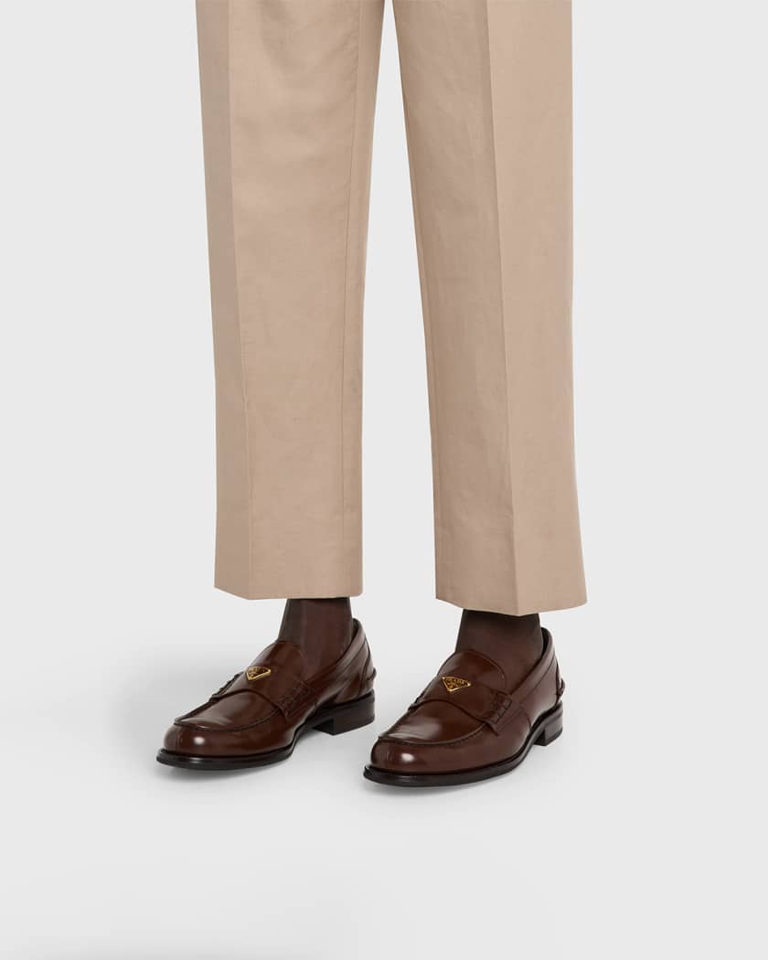 Men's Brushed Leather Split-Toe Loafers