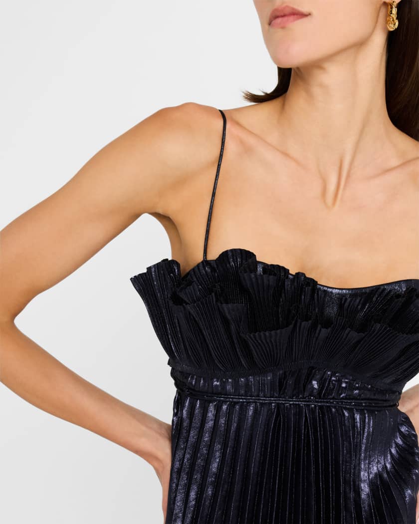 Pithill Pleated Metallic Mini Dress