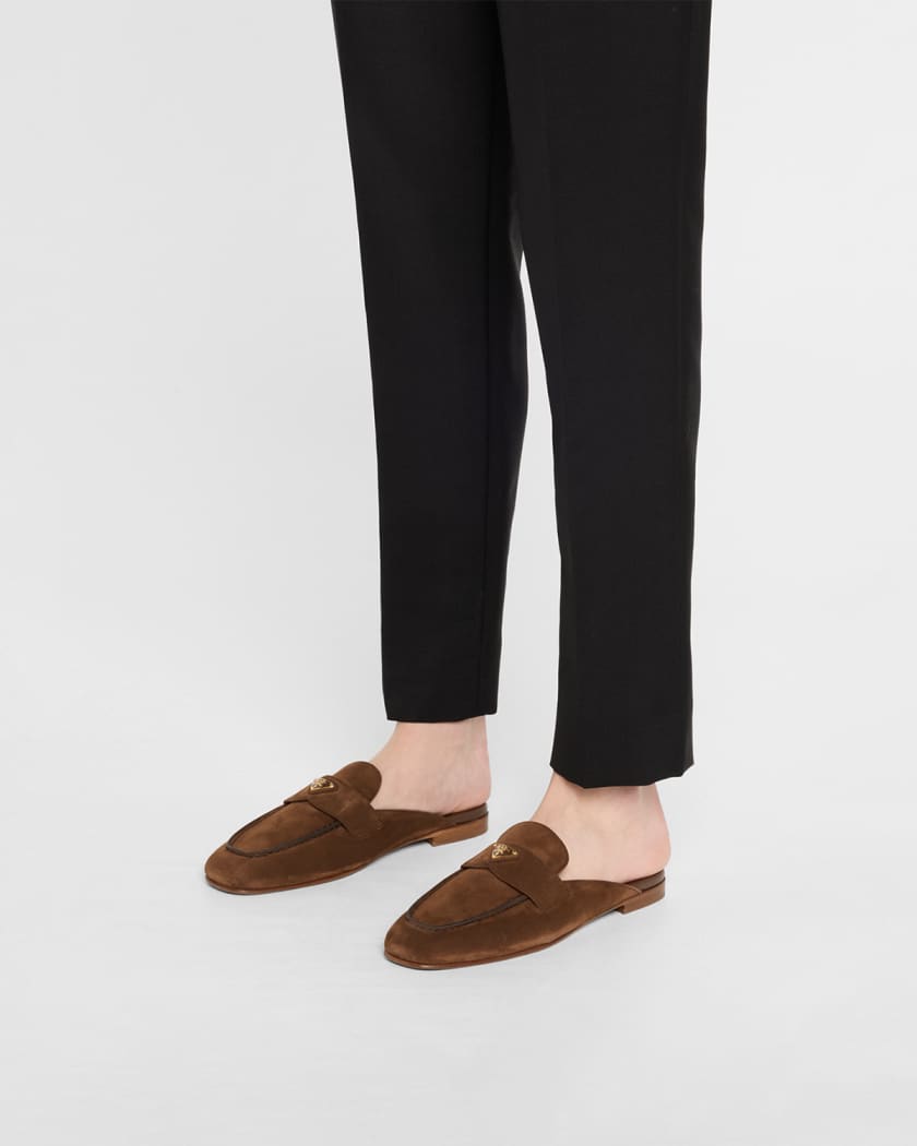 Logo Suede Loafer Mules