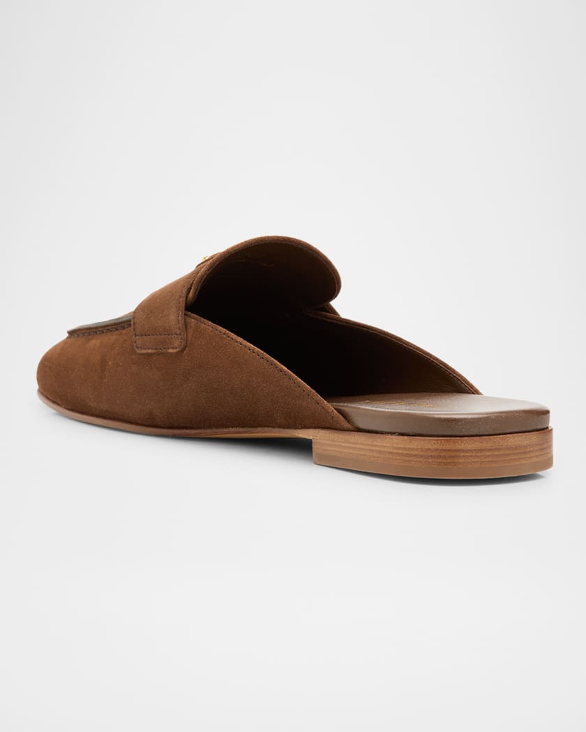 Logo Suede Loafer Mules