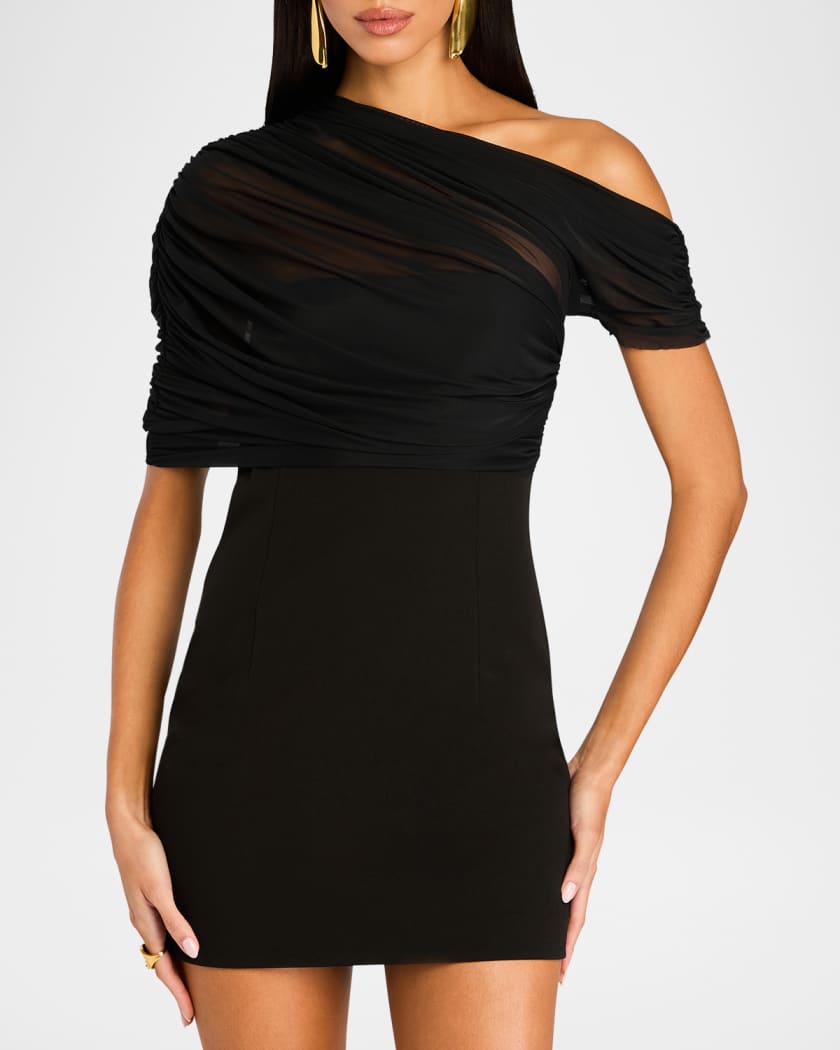 Selma Asymmetric Crepe Mini Dress