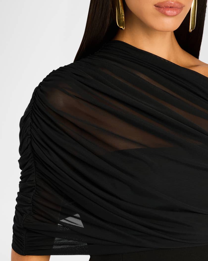 Selma Asymmetric Crepe Mini Dress