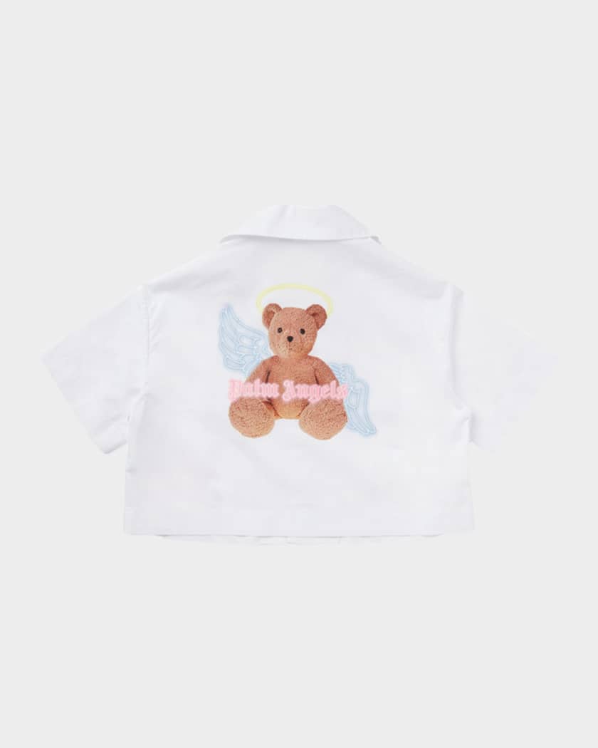  Girl's Cropped Silicone Logo-Patch Shirt, Size 4-12