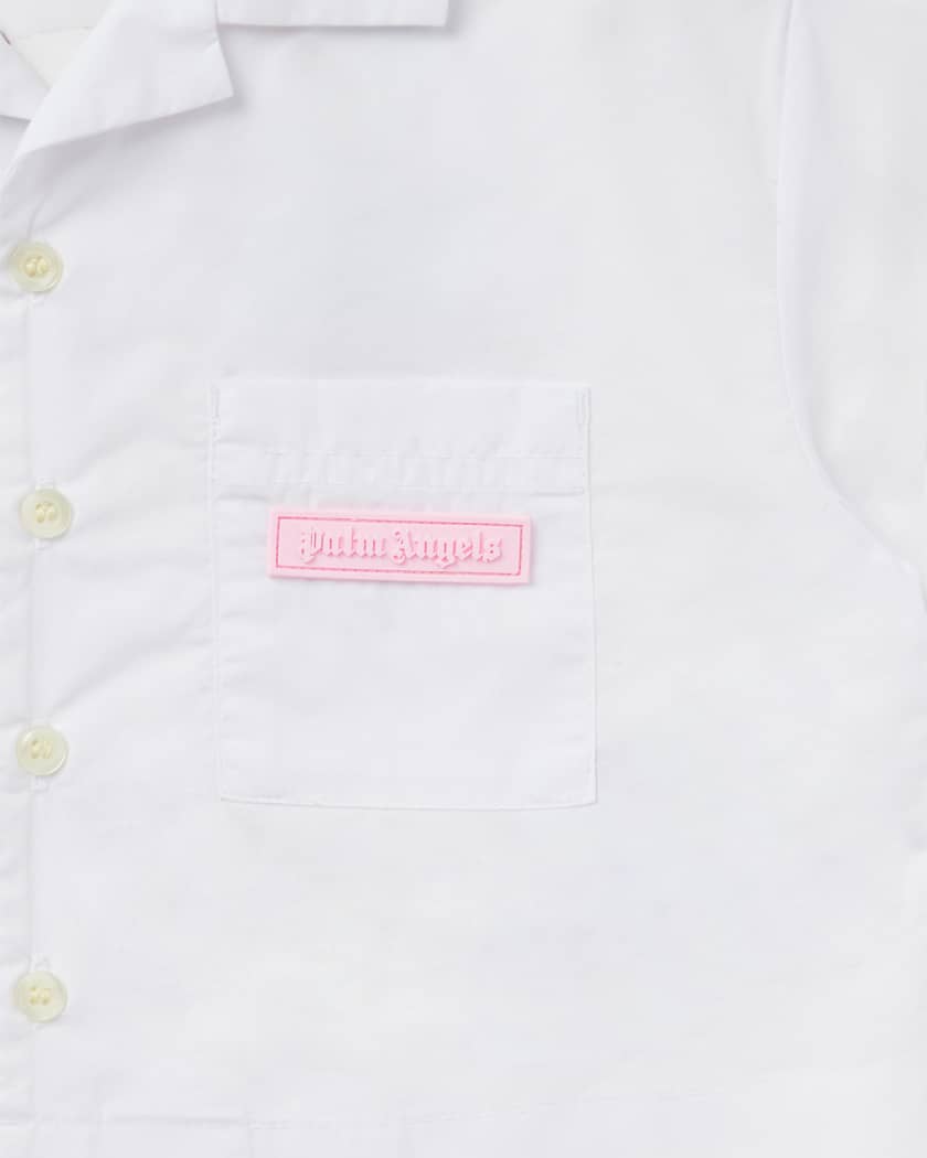  Girl's Cropped Silicone Logo-Patch Shirt, Size 4-12
