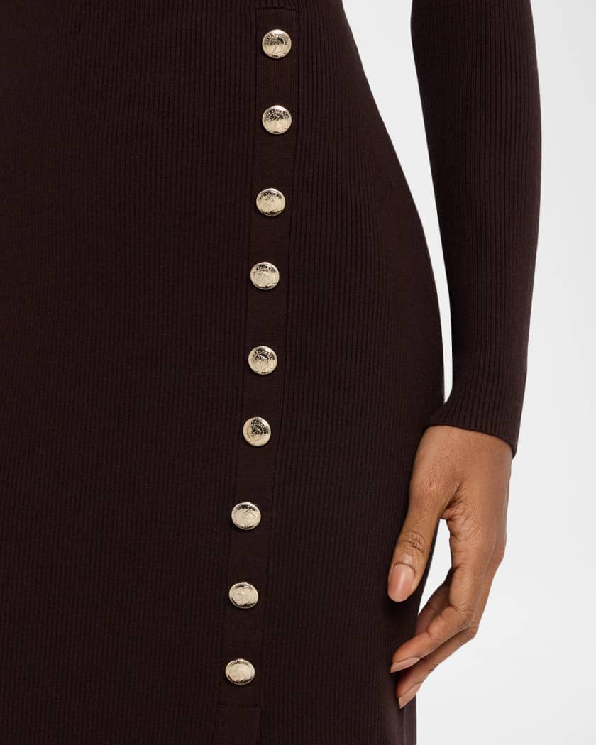 Elie Tahari The Chaya Ribbed Mock-Neck Midi Sweater Dress | Neiman