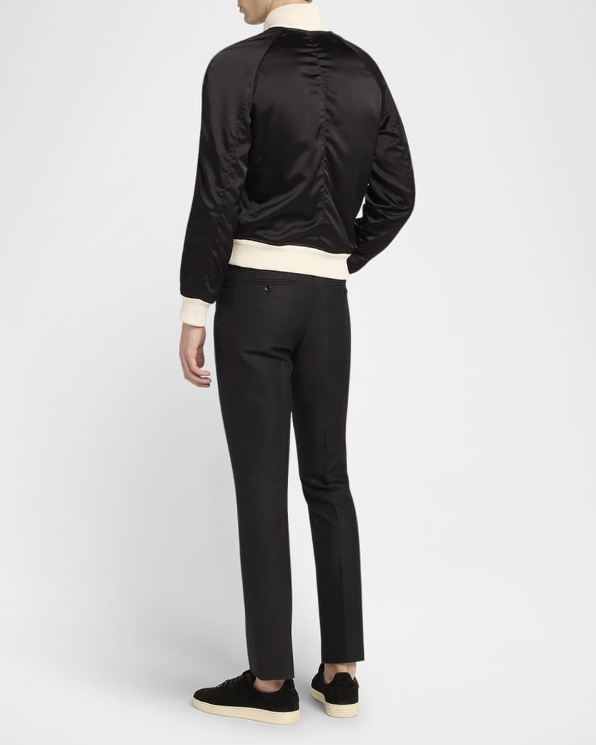 Men's Satin Snap-Front Bomber Jacket