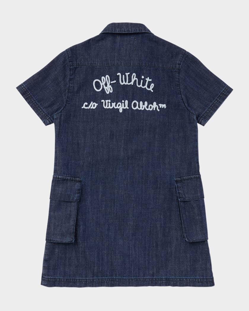 Girl's Script Type Denim Dress, Size 14