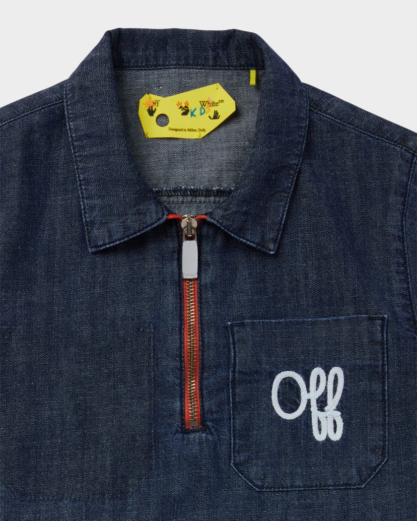 Girl's Script Type Denim Dress, Size 14