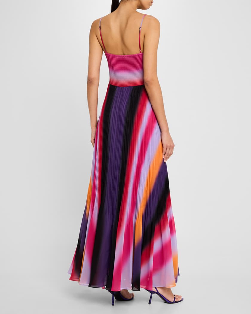 Jules Pleated Ombre Striped Maxi Dress
