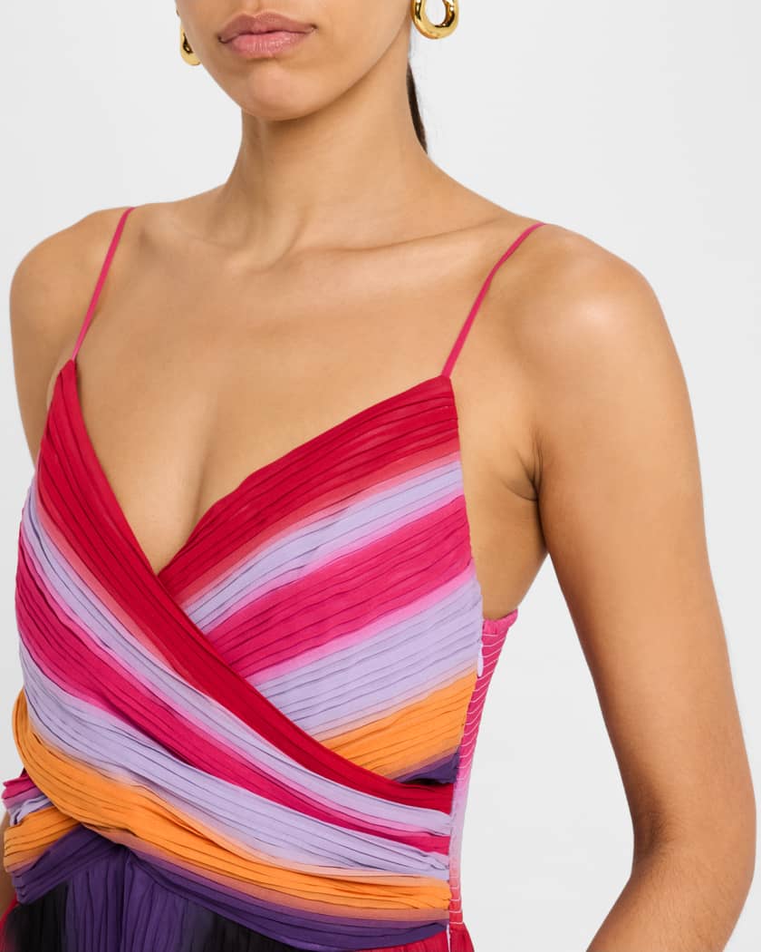 Jules Pleated Ombre Striped Maxi Dress