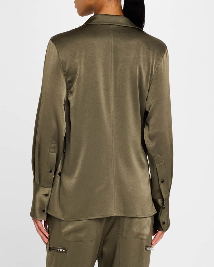 Fluid-Satin Relaxed Wrap Shirt