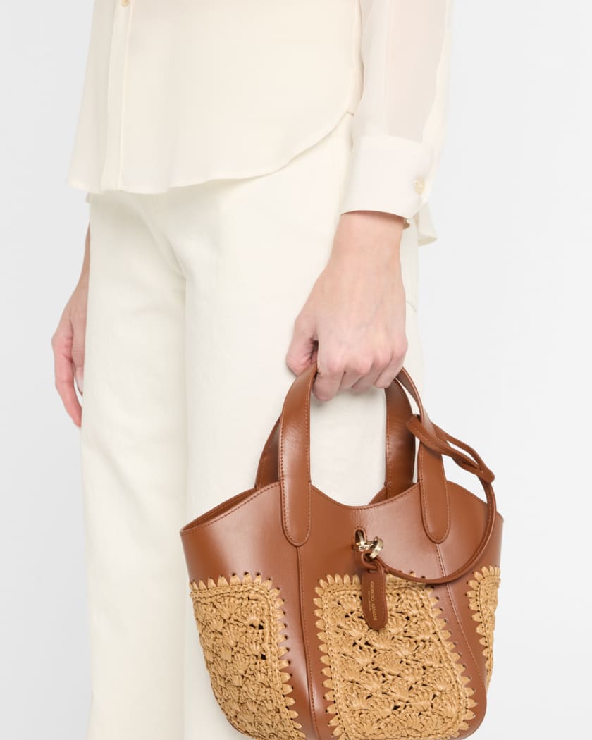 Gem Small Fan-Stitch Tote Bag 