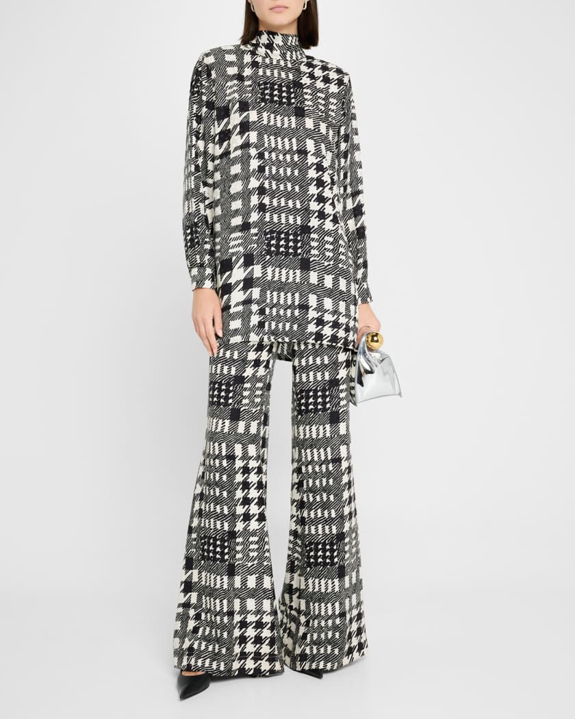 Peggys Houndstooth Flared Trumpet Pants