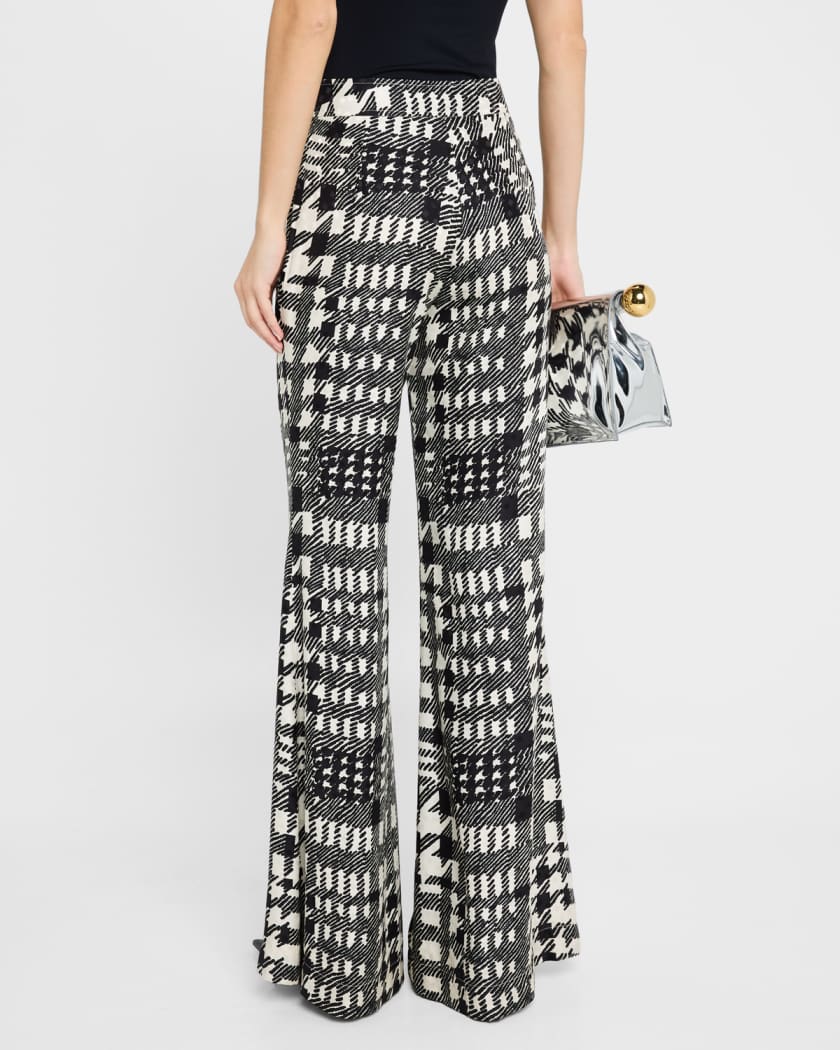 Peggys Houndstooth Flared Trumpet Pants