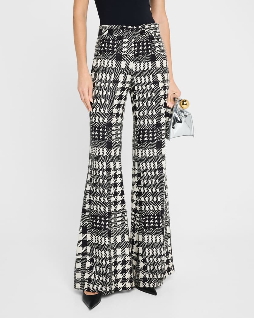 Peggys Houndstooth Flared Trumpet Pants