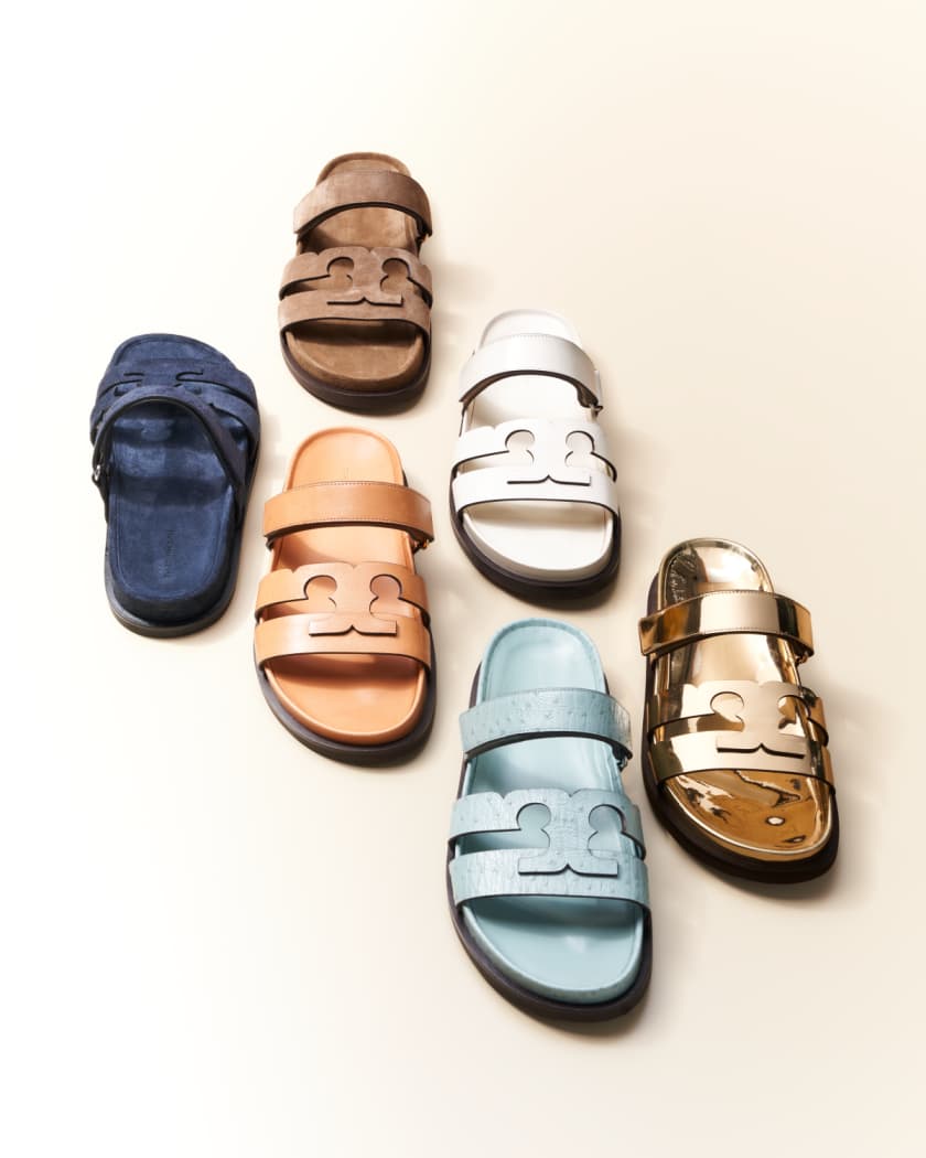 Ines Leather Triple-Band Sport Mule Sandals