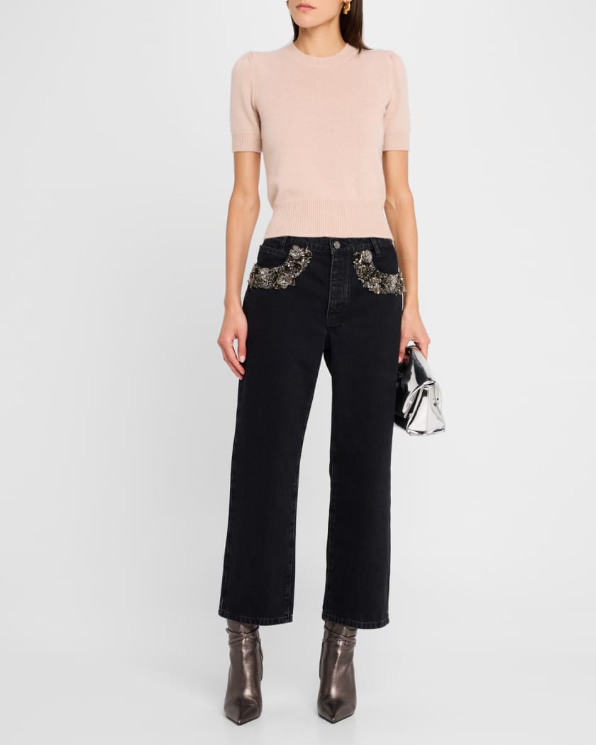 Short-Sleeve Cashmere Sweater
