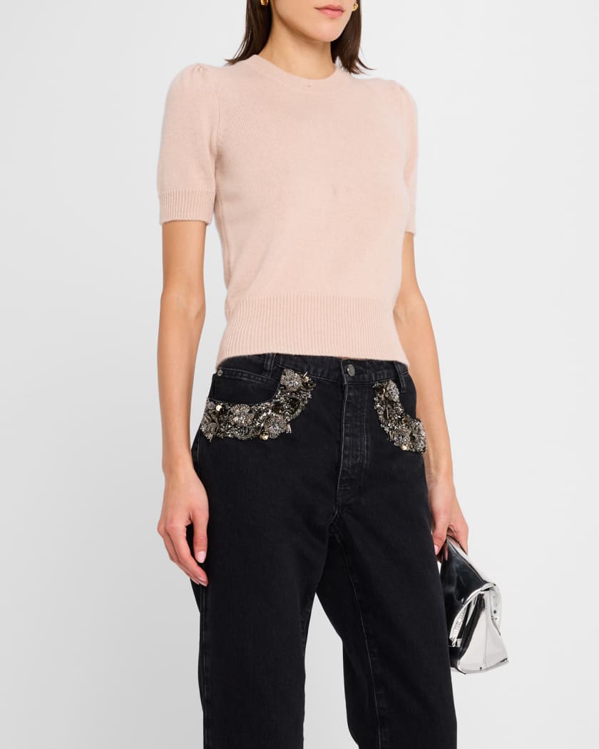 Short-Sleeve Cashmere Sweater