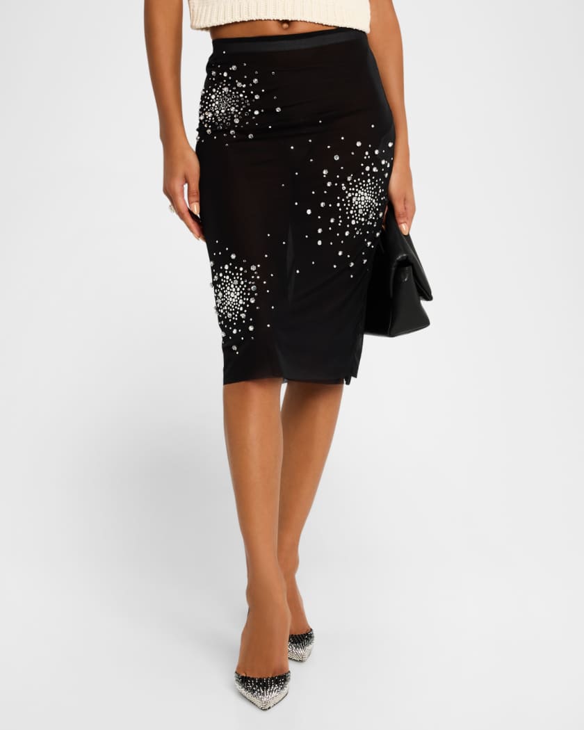 Rhinestone Splash Tulle Skirt