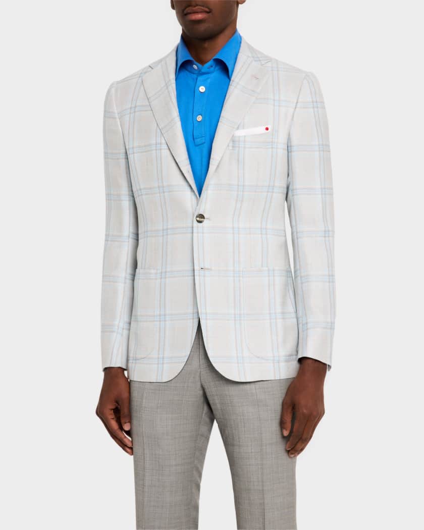 【逸品】 Coat Sport Check Men's Kiton | Marcus Neiman その他